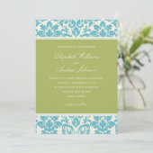 AQUA ET LIME DAMASK| FAIRE-PART DE MARIAGE (Debout devant)