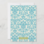 AQUA ET LIME DAMASK| FAIRE-PART DE MARIAGE (Dos)