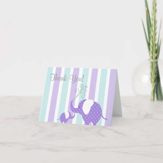 Aqua et pourpre de carte de Merci d'éléphant de (Devant)