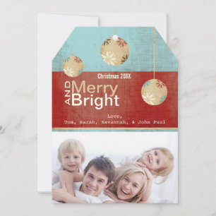 Aqua et Red Merry et Bright Family Carte photo