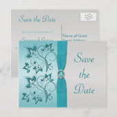 Aqua et Silver Quinceanera Enregistrer la carte Da (Devant / Derrière)