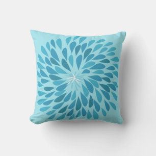Aqua et Turquoise Starburst Moderne Coussin de fle