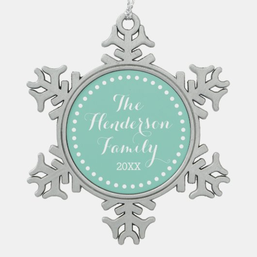 Aqua Famille Monogramme Garde Ornement de vacances (Devant)