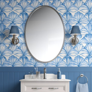 Aqua Fan Breeze - Blauw, Wit - Kust Behang