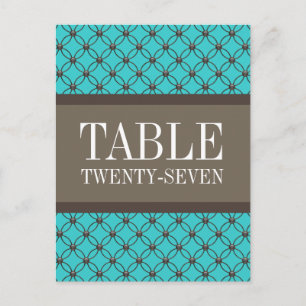 Aqua Fancy Lattice Table Number Briefkaart