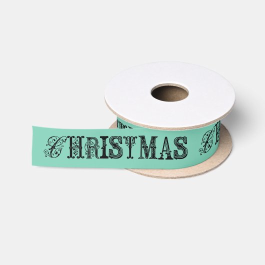 Aqua Fancy tekst kerstlint Lint (Spoel)