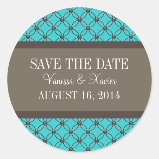Aqua Fancy treillis Enregistrer Stickers Date (Devant)