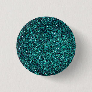 Aqua Faux Glitter Ronde Button 3,2 Cm