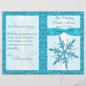 Aqua FAUX Glitter Snowflakes Wedding Programme (Voorkant)