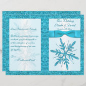 Aqua FAUX Glitter Snowflakes Wedding Programme (Voorkant / Achterkant)