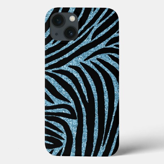 Aqua Faux Glitter Zebra Print Case-Mate iPhone Case (Achterkant)
