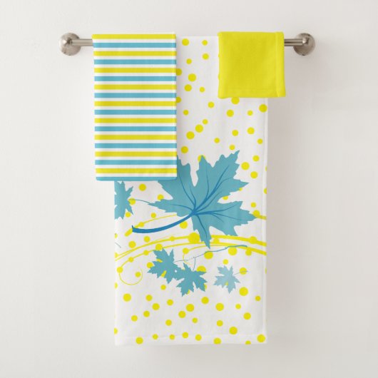 Aqua feuille en érable, ensemble de serviettes de  (En situation)