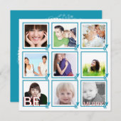 Aqua Flèches Photo Collage Cartes de fin de année (Devant / Derrière)