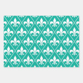 Aqua Fleur de Lis Inpakpapier Vel (Voorkant)
