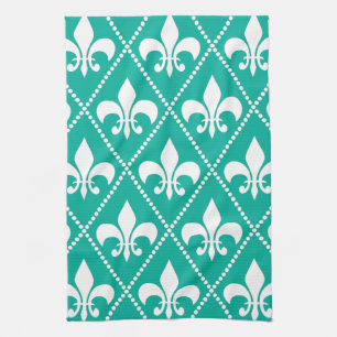 Aqua Fleur de Lis Theedoek