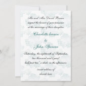 aqua fleurie monogramme élégant mariage Invitation (Dos)