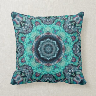 Aqua Floral Abstract Kussen