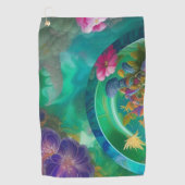 Aqua Floral Abstracte onderwatertuin Golfhanddoek (Voorkant)