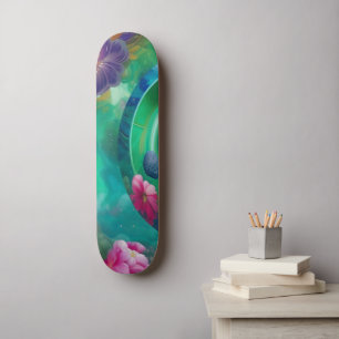 Aqua Floral Abstracte onderwatertuin Skateboard