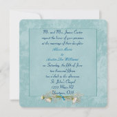 Aqua Floral Faire-part de mariage bossée (Devant)