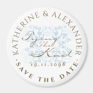Aqua Floral Flourish Tying the Knot STD Magnet Magneet