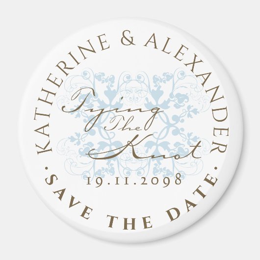 Aqua Floral Flourish Tying the Knot STD Magnet Magneet (Voorkant)