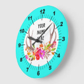 Aqua Floral Grande Horloge (Angle)