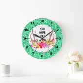 Aqua Floral Large Clock Grote Klok (Huis)