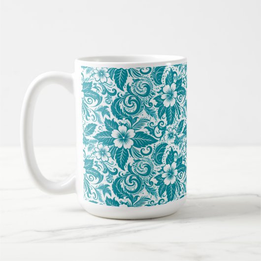 Aqua Floral Mug (Gauche)