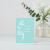 Aqua floral orné et Carte de visite blanc (Debout devant)
