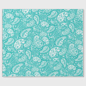 Aqua Floral Paisely Pattern Cadeaupapier (Vlak)