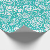 Aqua Floral Paisely Pattern Cadeaupapier (Hoek)