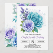 Aqua Floral Surprise 40e verjaardag Kaart (Voorkant / Achterkant)