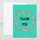 Aqua Floral Wreath Hartelijk dank Bedankkaart (Voorkant / Achterkant)