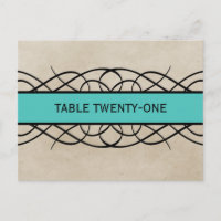 Aqua Flourish Border Table Number Briefkaart