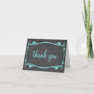 Aqua Flourish Chalkboard - Hartelijk dank Bedankkaart