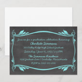 Aqua Flourish Chalkboard Invitation (Devant / Derrière)