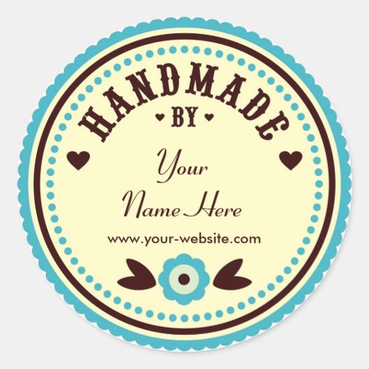 Aqua Flower Handgemaakt door gepersonaliseerde Sti Ronde Sticker (Voorkant)