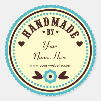 Aqua Flower Handgemaakt door gepersonaliseerde Sti Ronde Sticker