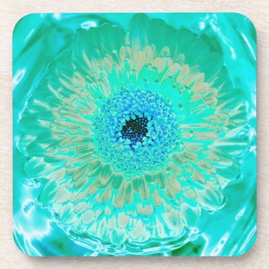 Aqua Flower Hard Plastic Onderzetter (Voorkant)