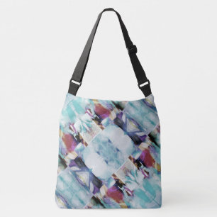 Aqua Fuschia Paarse Beige Diagonale Painterly Rows Crossbody Tas