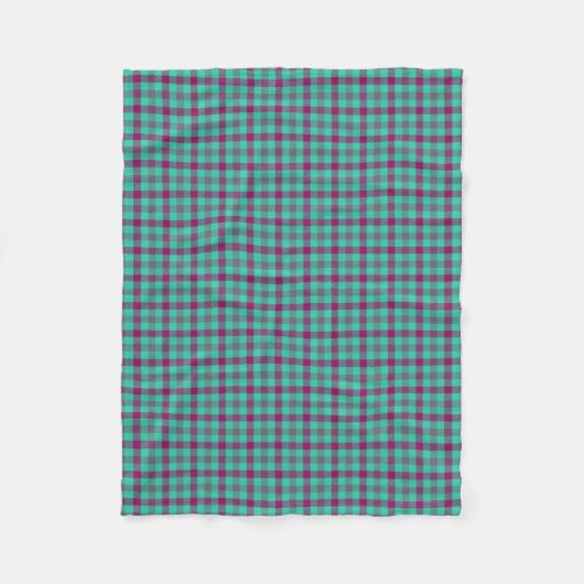 Aqua Fuschia Plaid Modern Land Fleece Deken (Voorkant)
