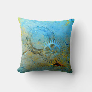 Aqua Gears Steampunk Pillow Kussen
