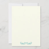 Aqua gebladerte initialen bruiloft repetitie diner kaart (Achterkant)