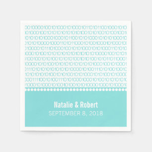 Aqua Geek Chic Binary Code Paper Napkins Servet
