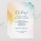 Aqua Geel Goud Blush Tie Dye Ombre Kaart (Voorkant / Achterkant)