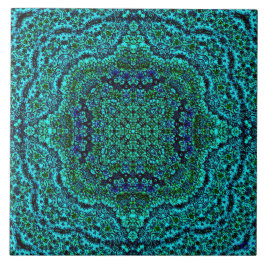 "Aqua Geo Jewel" Mandala Tile Tegeltje
