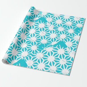 Aqua geometrisch patroon cadeaupapier