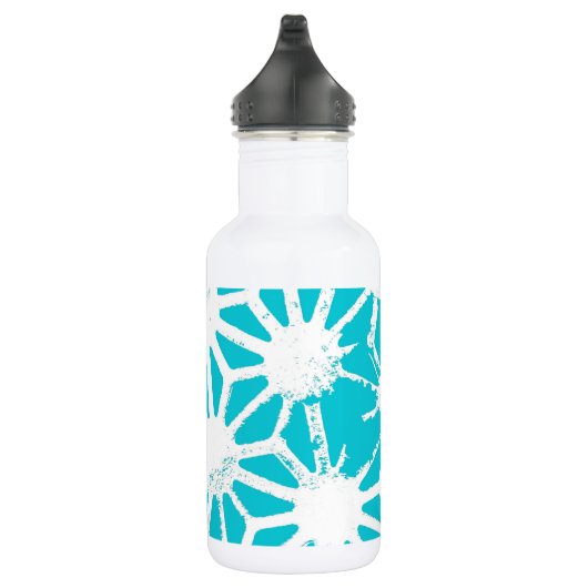 Aqua geometrisch patroon waterfles  (Rechts)