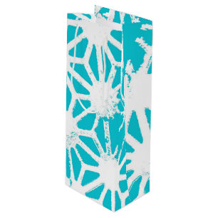 Aqua geometrisch patroon wijn cadeautas